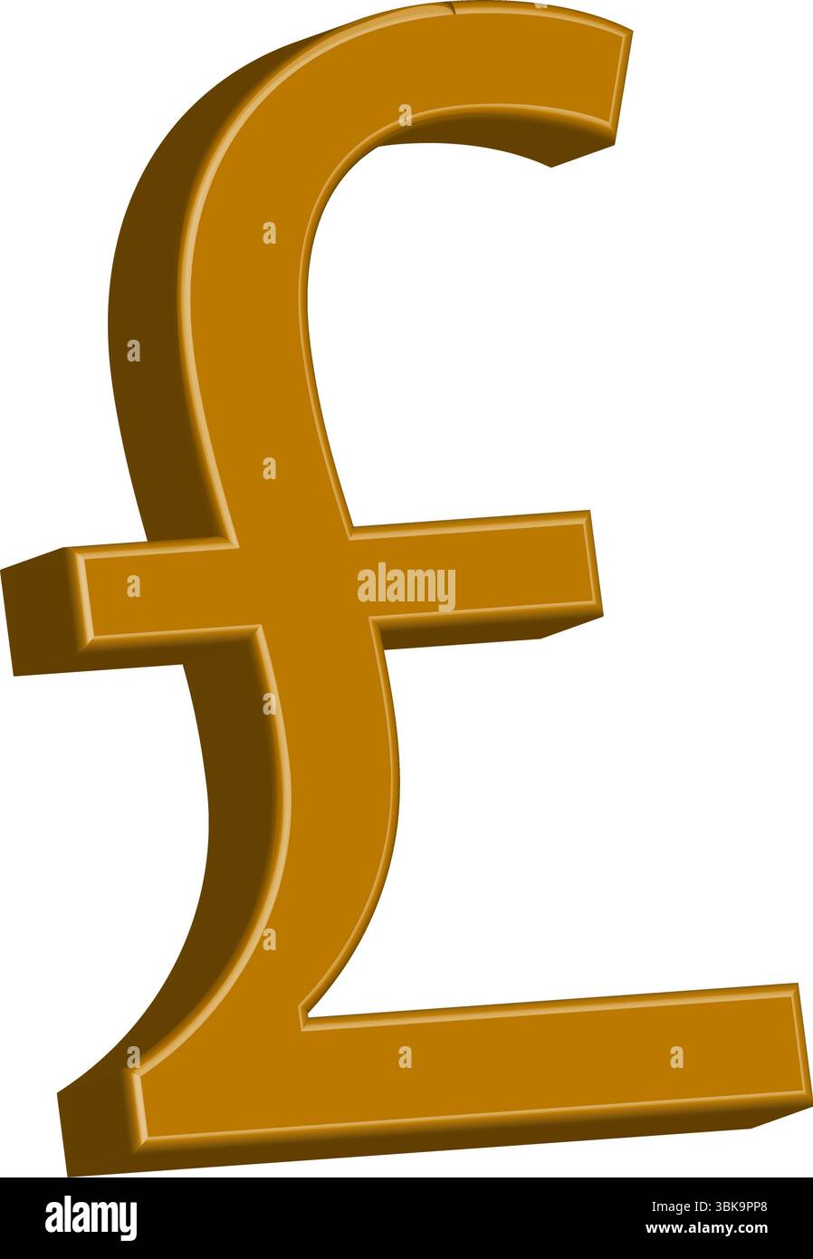 Golden 3D Pound Sterling Sign - devise britannique et icône de finance Illustration de Vecteur