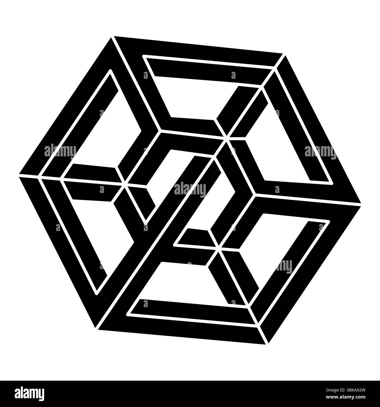 Forme impossible. Elément de conception de Web. Figure géométrique. Objet d'illusion optique. Dispositif optique Illustration de Vecteur