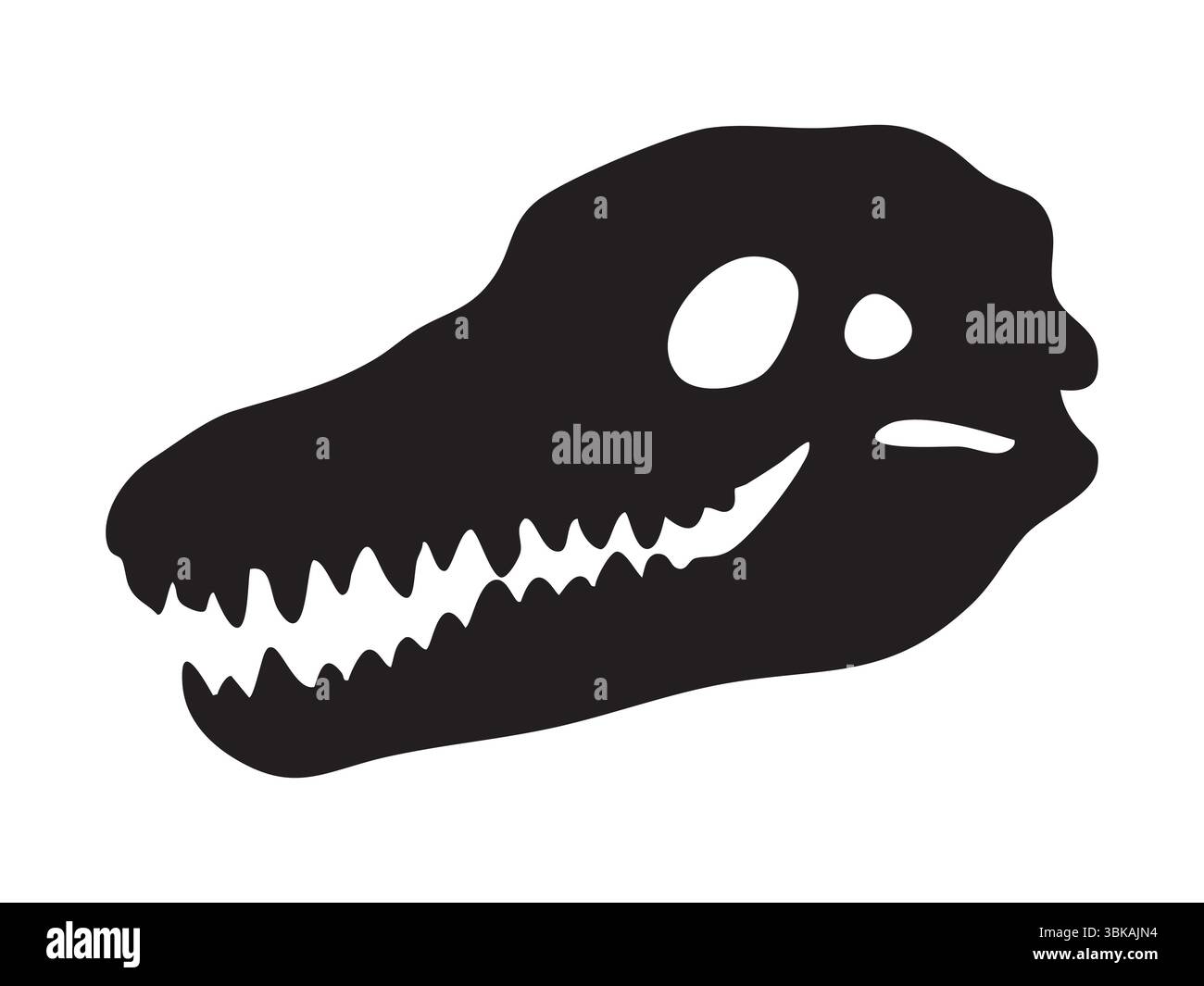 Silhouette noire de crâne de crocodile avec des dents pointues et museau allongé isolé sur fond blanc, illustration graphique. Concept de reptile sauvage s Illustration de Vecteur