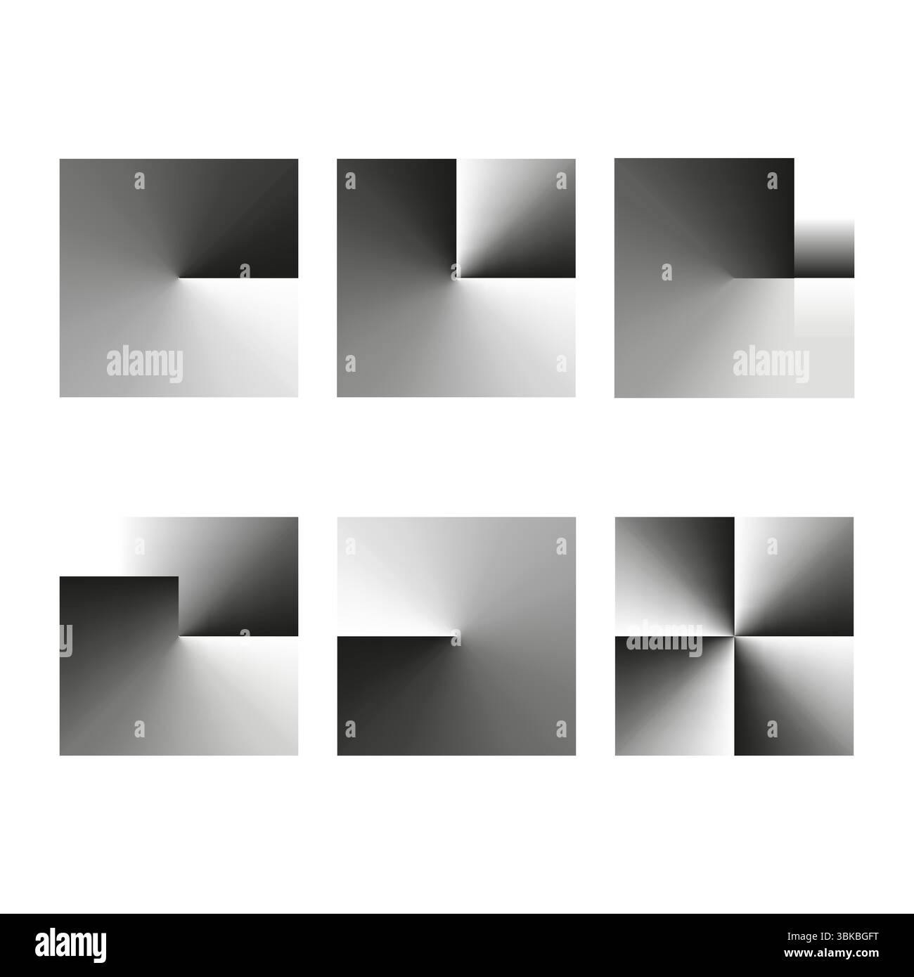 Icônes de cube d'ombre. Formes ombrées abstraites. Formes carrées monochromes. Illusion de profondeur vectorielle. Illustration de Vecteur