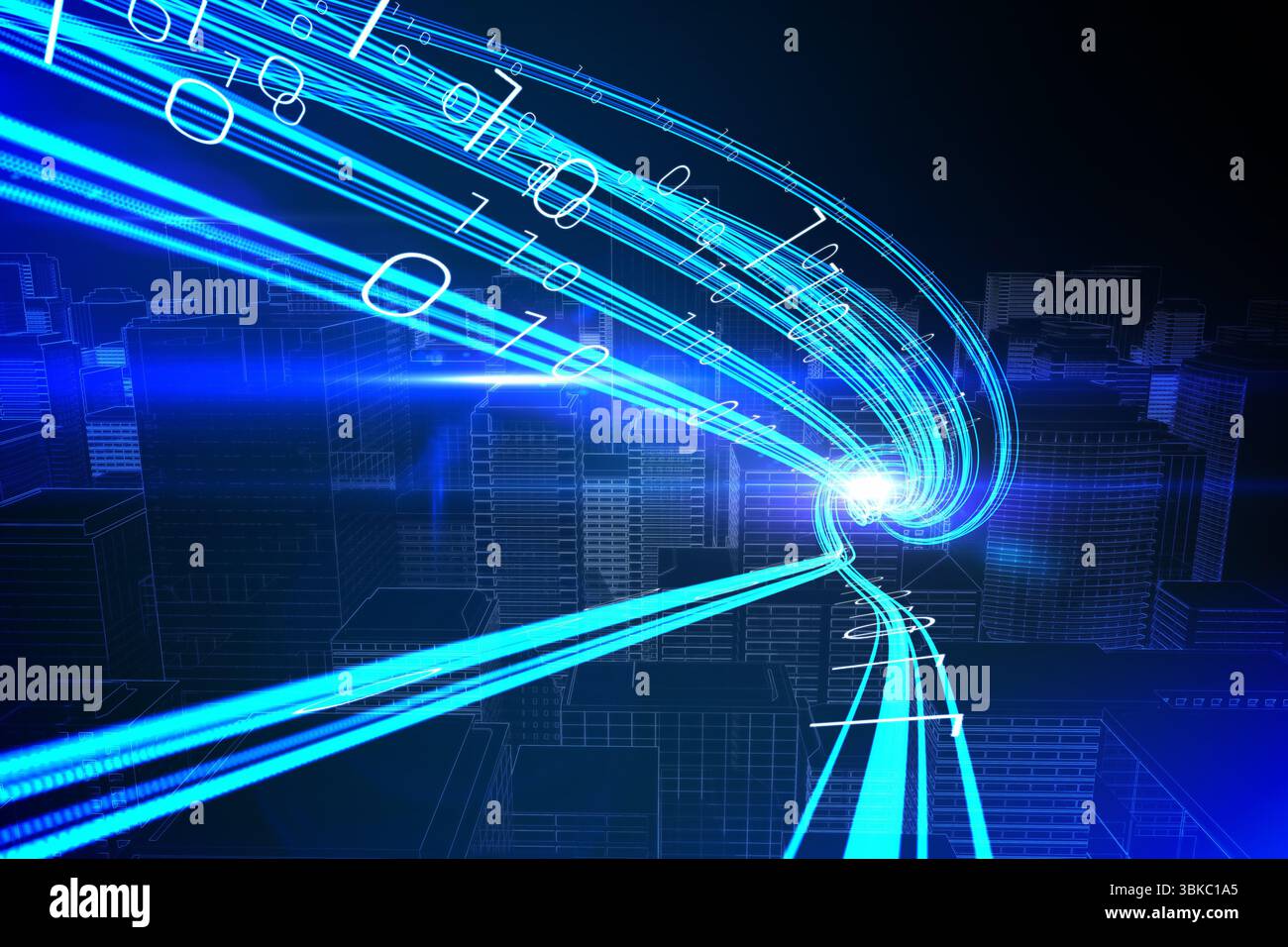 Lumière bleue au dessus des gratte-ciel Banque D'Images