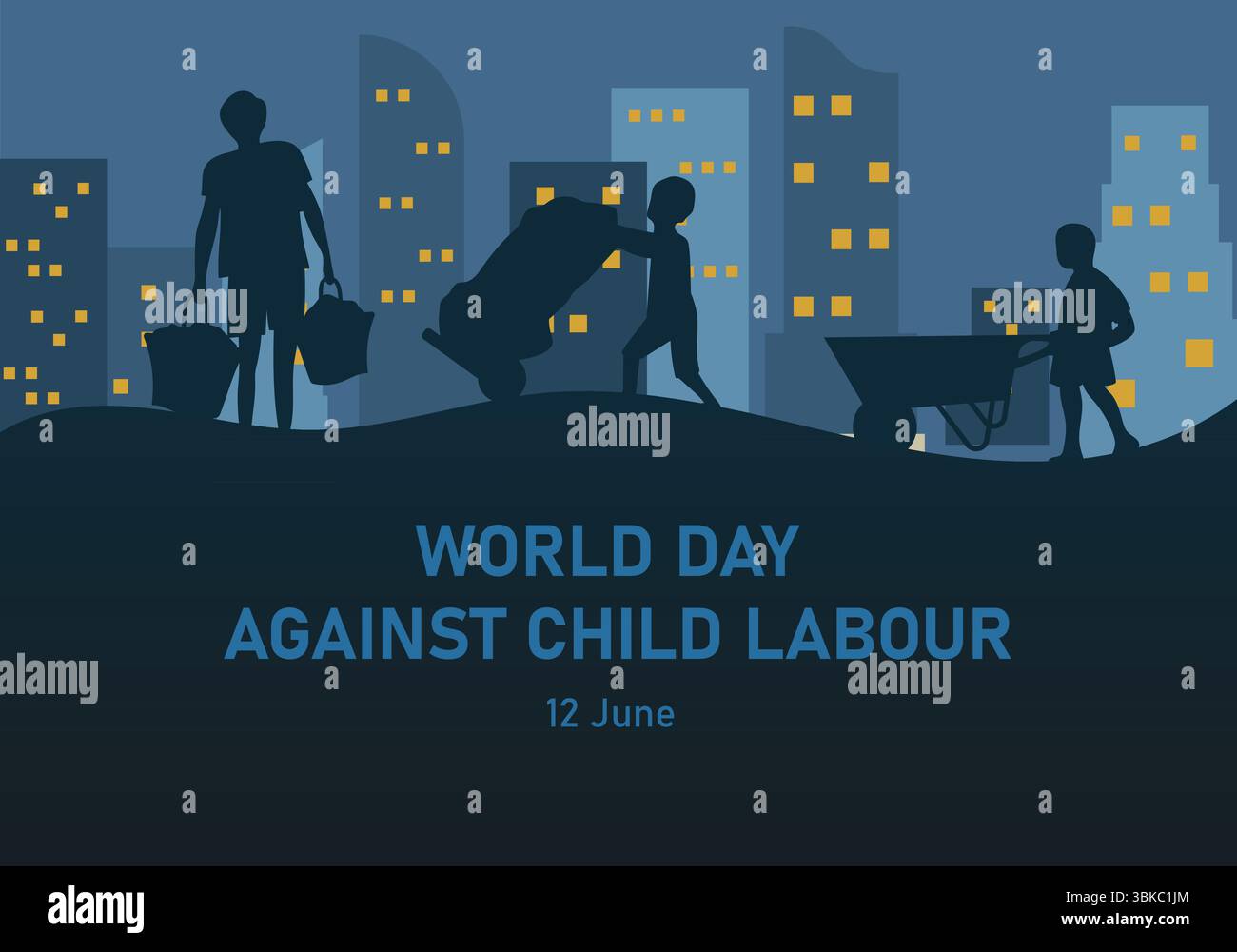 Journée mondiale contre le travail des enfants illustration impactante avec chiffres. Illustration vectorielle Illustration de Vecteur