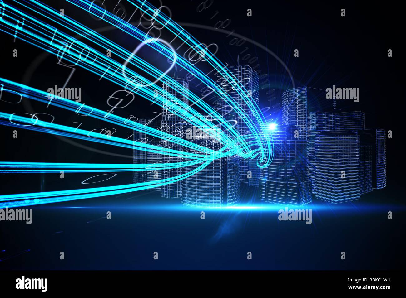 Lumière bleue au dessus des gratte-ciel Banque D'Images