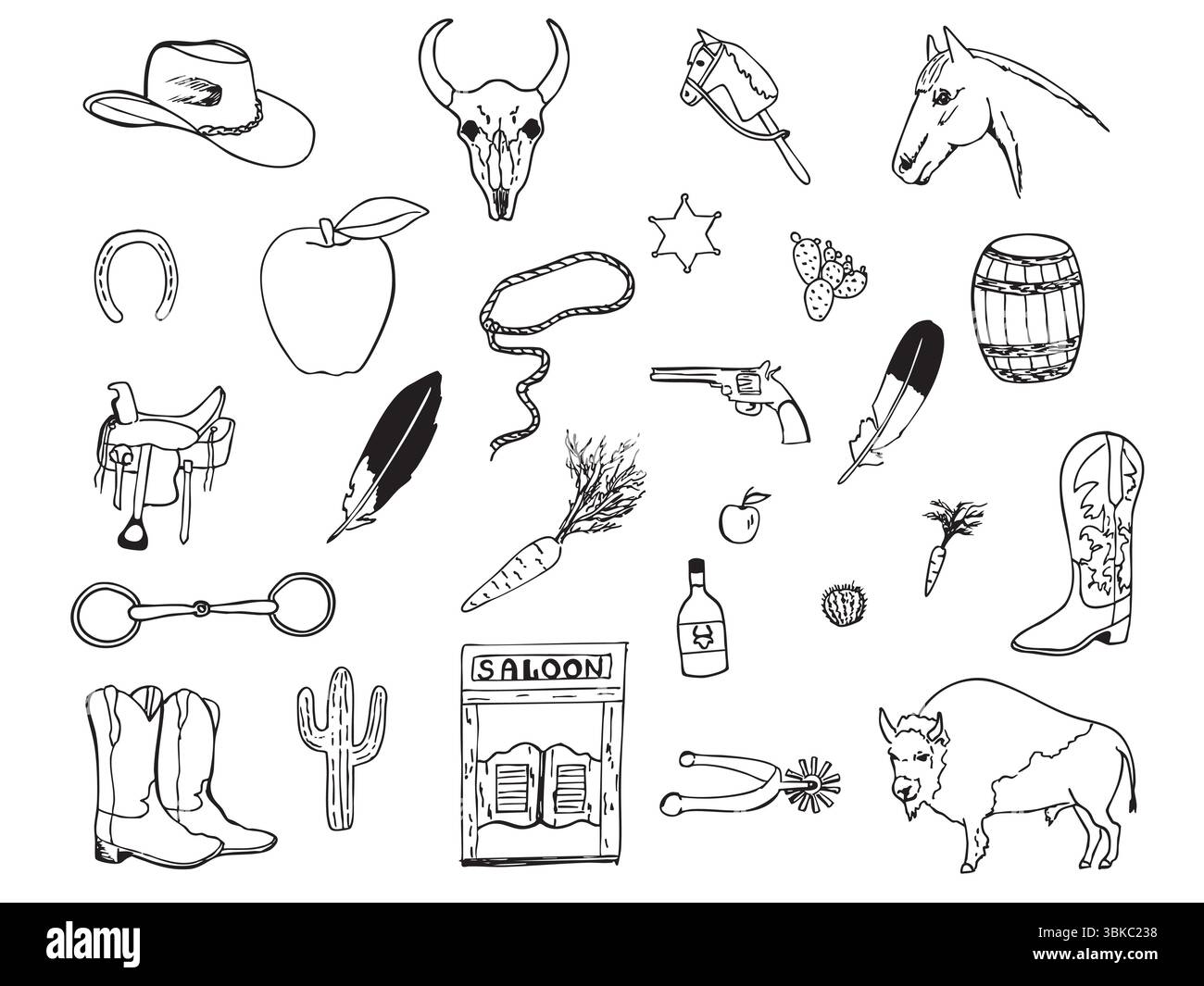 Griffonnages de vecteurs occidentaux Illustration de Vecteur