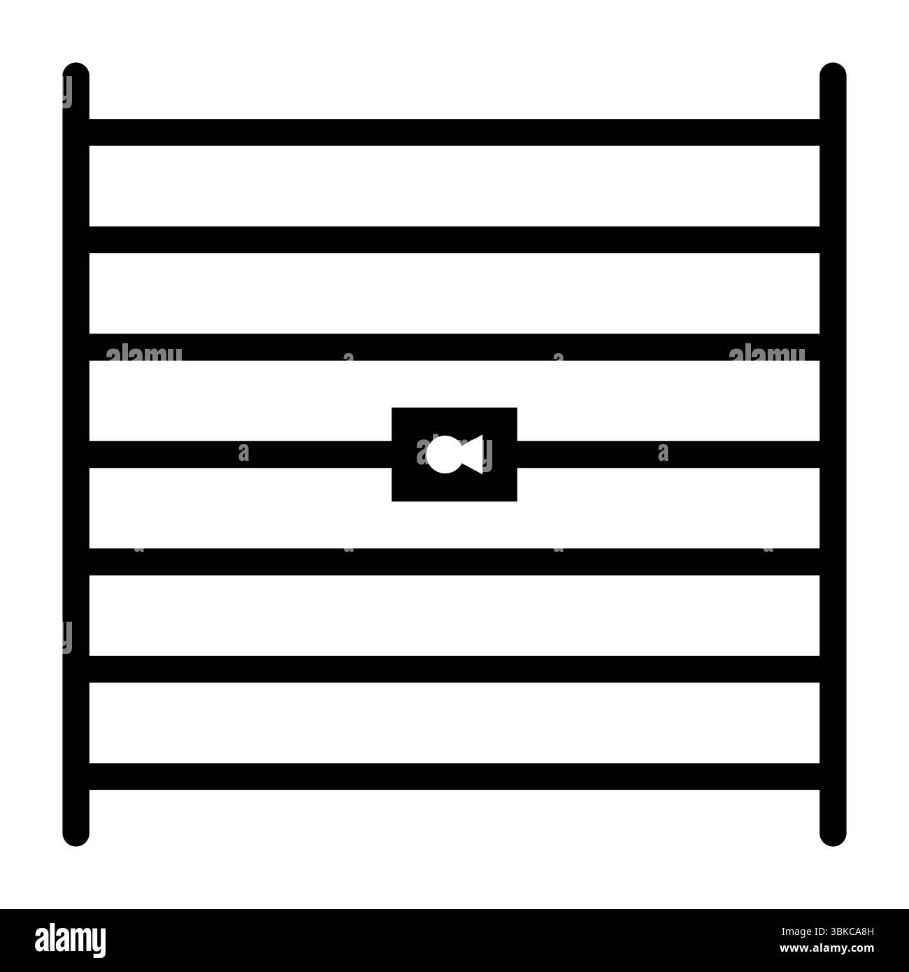 Conception vectorielle d'icône de prison. Signe de prison. Symbole de vecteur de conception d'icône de prison isolé sur fond blanc. Cage métallique avec barres et serrure. Icône de justice pénale. Illustration de Vecteur