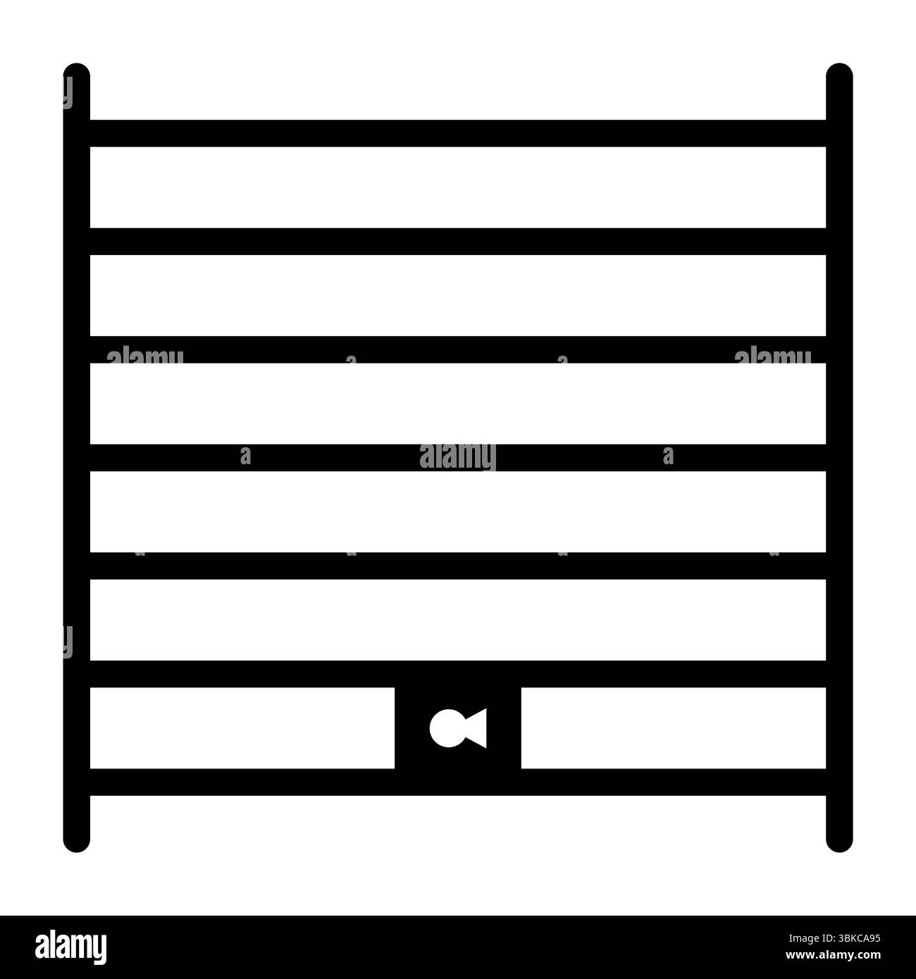 Conception vectorielle d'icône de prison. Signe de prison. Symbole de vecteur de conception d'icône de prison isolé sur fond blanc. Cage métallique avec barres et serrure. Icône de justice pénale. Illustration de Vecteur