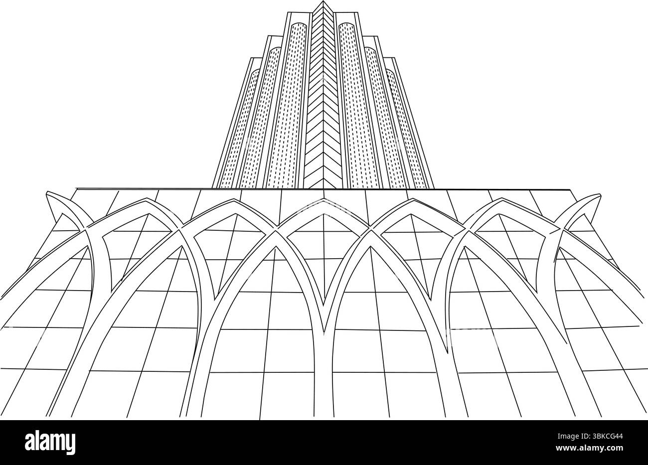 Illustration abstraite au trait du complexe Dayabumi à Kuala Lumpur, Malaisie. Une conception architecturale moderne et complexe. Illustration de Vecteur