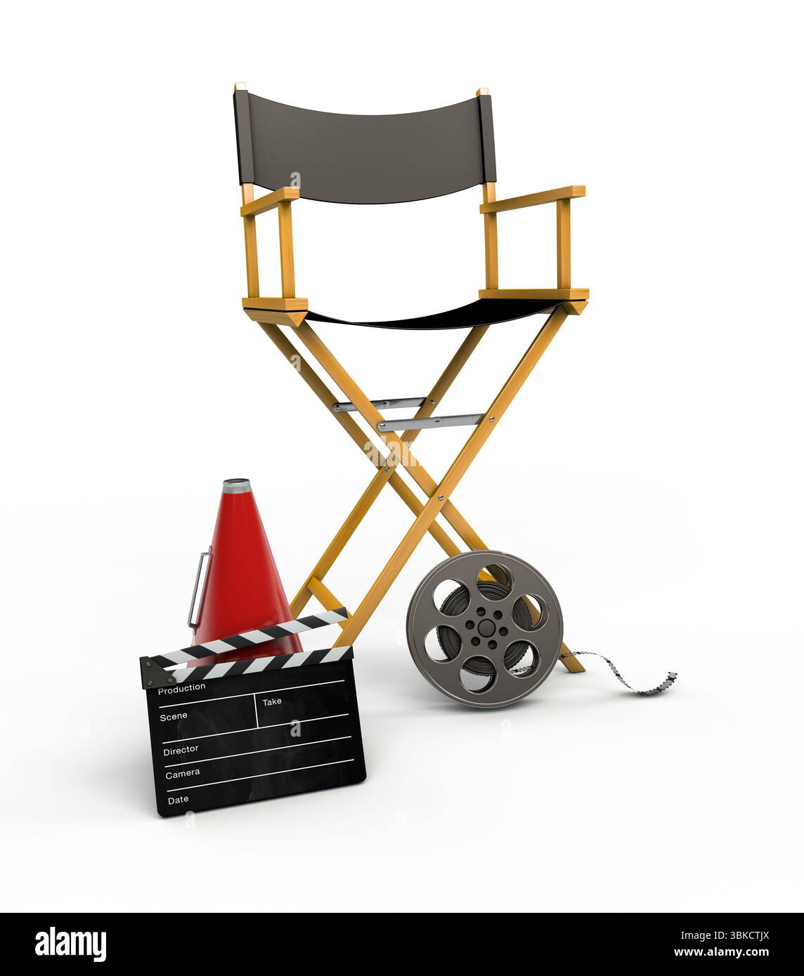 Chaise de réalisateur avec équipement cinématographique Banque D'Images