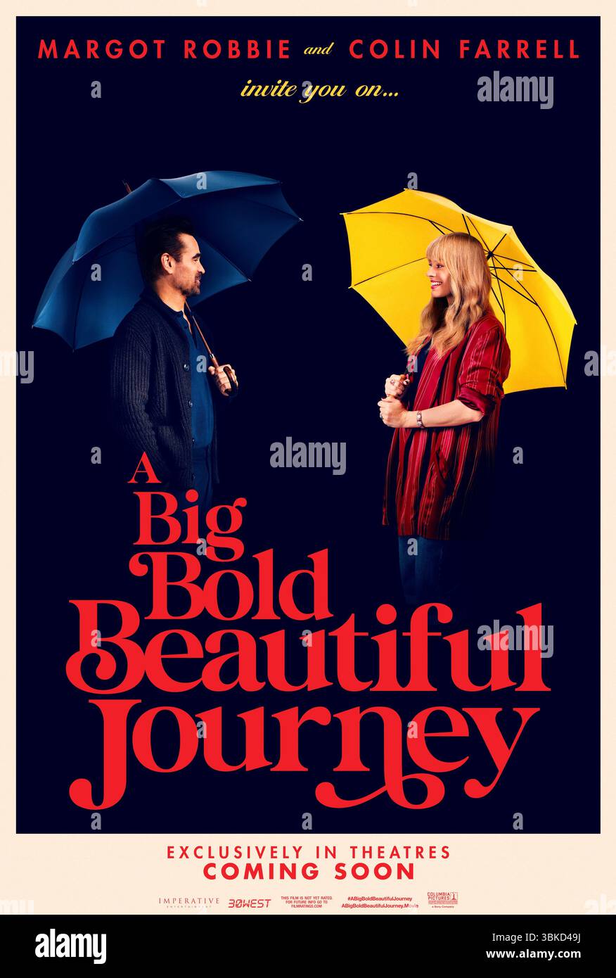 Une affiche Big Bold Beautiful Journey Colin Farrell & Margot Robbie Banque D'Images