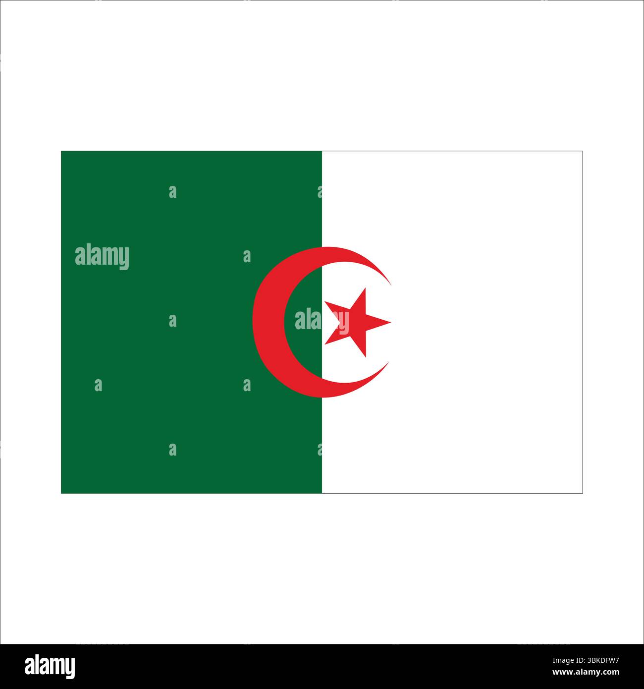 Le drapeau algérien, symbole de fierté et d'identité nationales, présente un fond vert et blanc avec un croissant rouge et une étoile. Illustration de Vecteur