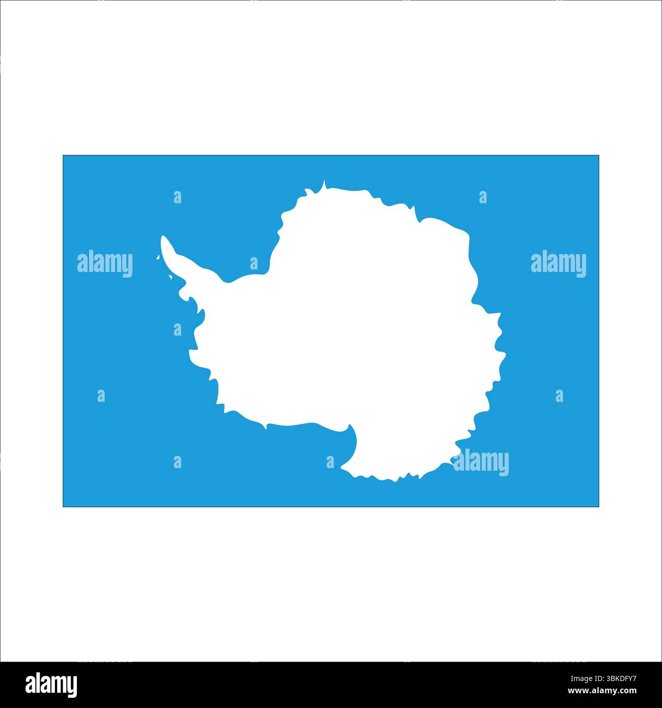 Représentation symbolique de l'antarctique avec sa forme caractéristique, mise en évidence sur un fond bleu, sensibilisant au réchauffement climatique et à ses effets Illustration de Vecteur