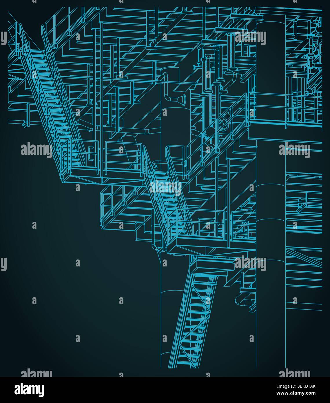Structures métalliques de la plate-forme offshore pour la production de pétrole et de gaz plan isométrique gros plan illustration vectorielle stylisée Illustration de Vecteur