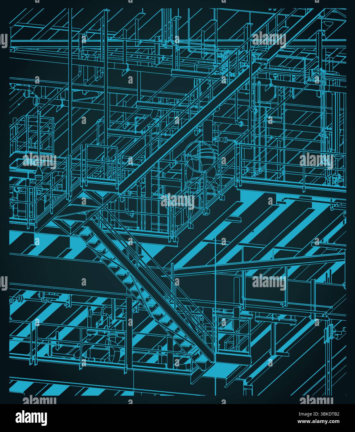 Structures métalliques de la plate-forme offshore pour la production de pétrole et de gaz gros plan illustration vectorielle stylisée Illustration de Vecteur