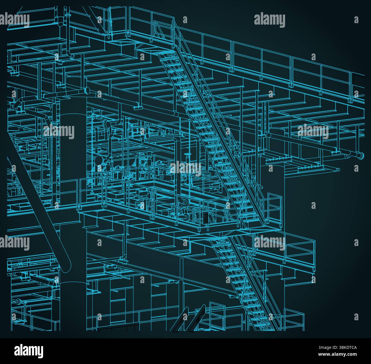 Structures métalliques de la plate-forme offshore pour la production de pétrole et de gaz plan isométrique gros plan illustration vectorielle stylisée Illustration de Vecteur