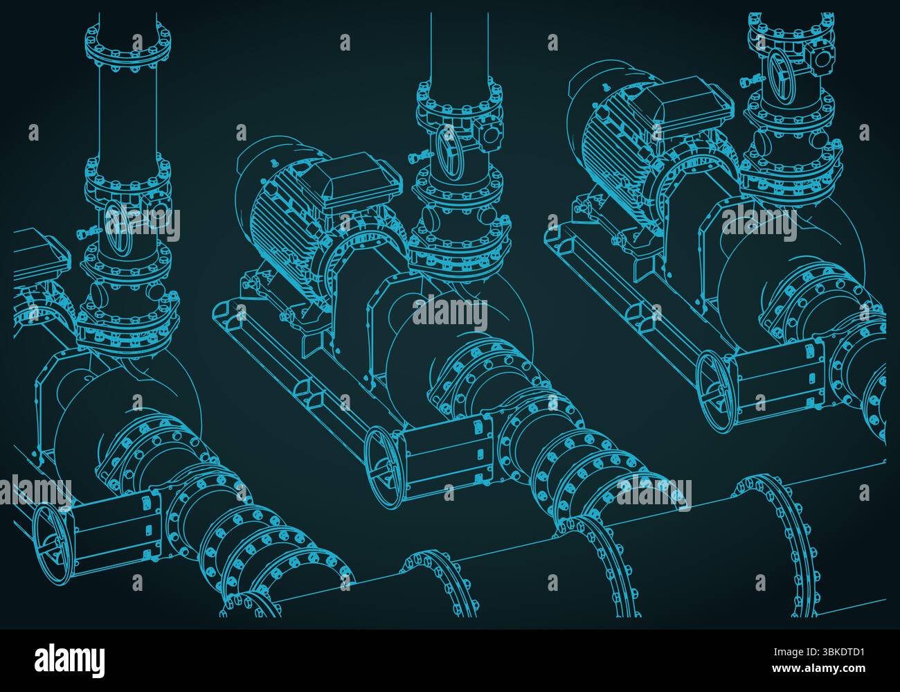 Illustration isométrique vectorielle stylisée du système de station de pompage d'eau Illustration de Vecteur