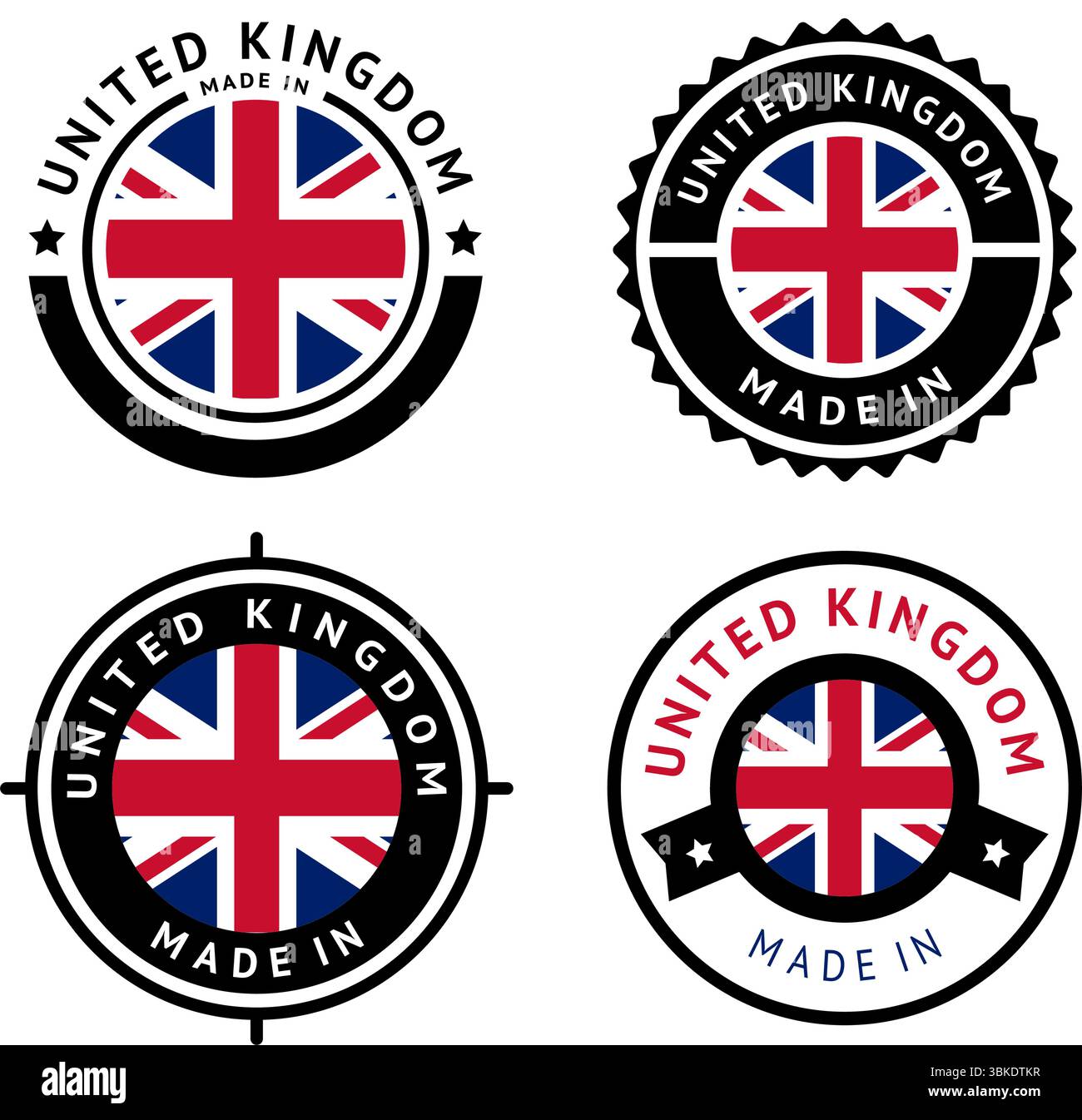 Drapeau national du Royaume-Uni, définir des icônes plates Illustration de Vecteur