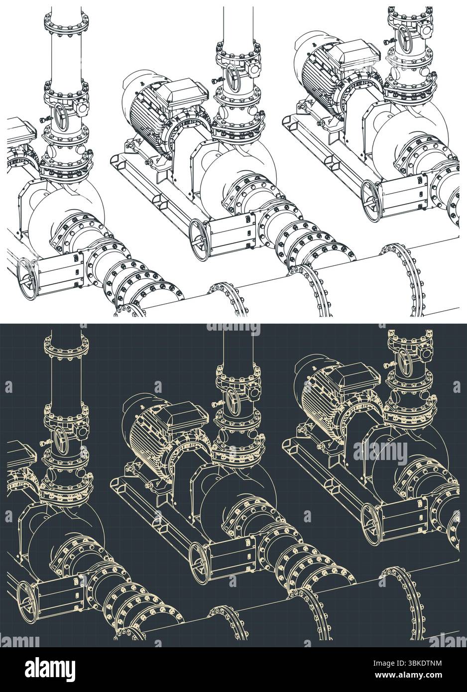 Système de station de pompage d'eau plans isométriques illustrations vectorielles stylisées Illustration de Vecteur