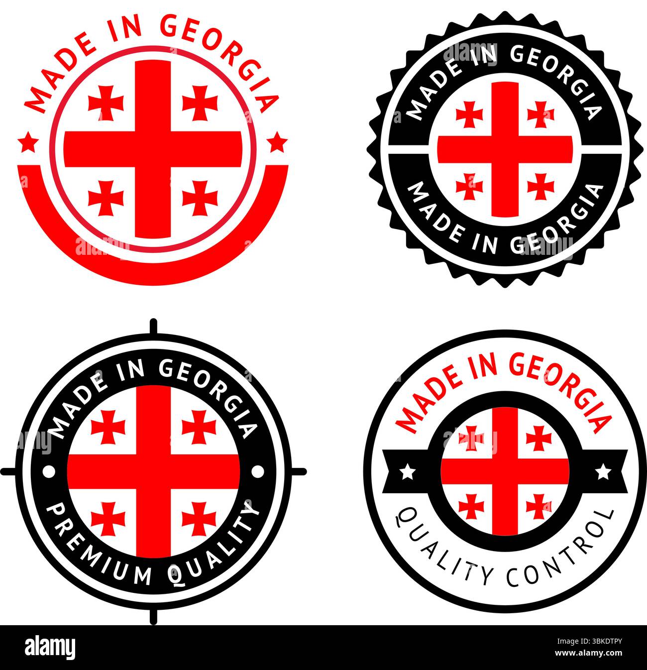 Drapeau national de la Géorgie, définir l'icône vectorielle plate Illustration de Vecteur