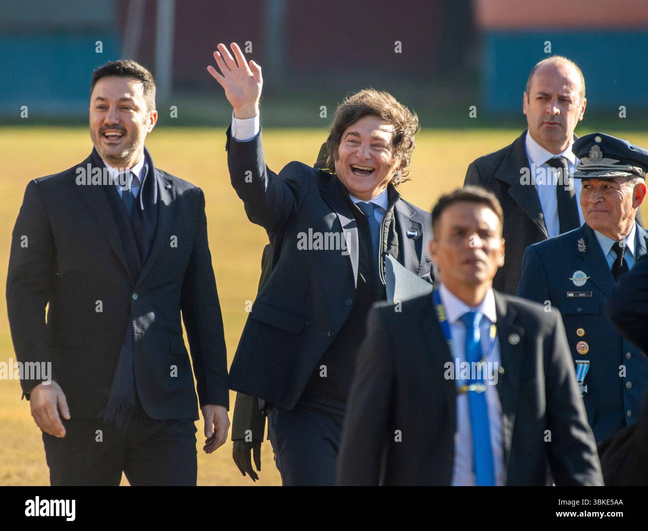 Ville de Buenos Aires, 20 juin 2025. Le président Javier Milei lors de la cérémonie du jour du drapeau. Terrain de polo dans la ville de Buenos Aires, Argentine. Crédit : Facundo Morales/ Banque D'Images