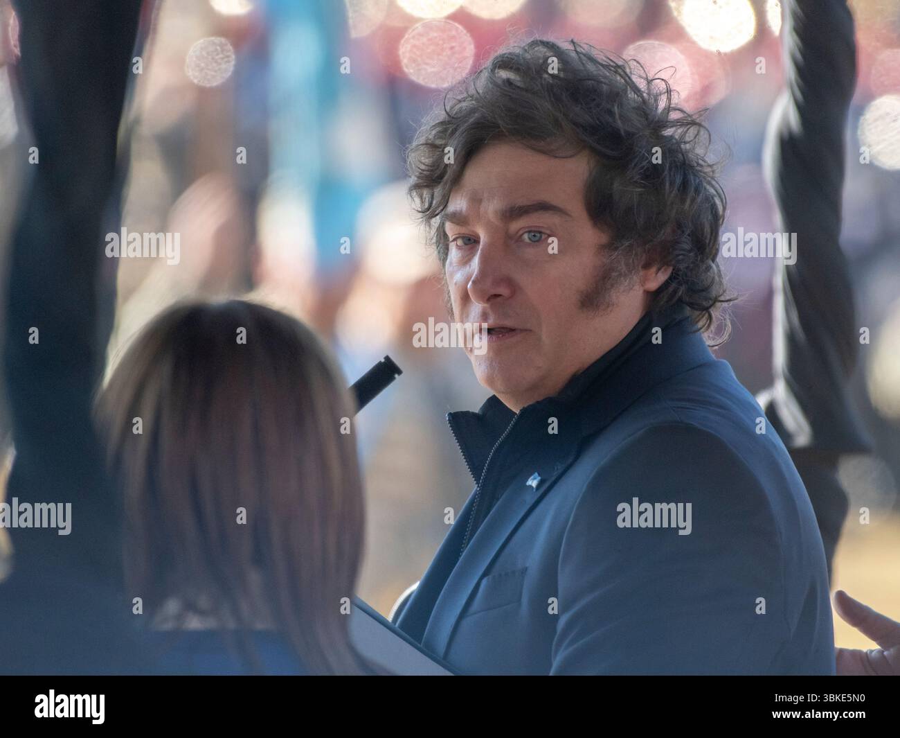 Ville de Buenos Aires, 20 juin 2025. Le président Javier Milei lors de la cérémonie du jour du drapeau. Terrain de polo dans la ville de Buenos Aires, Argentine. Crédit : Facundo Morales/ Banque D'Images