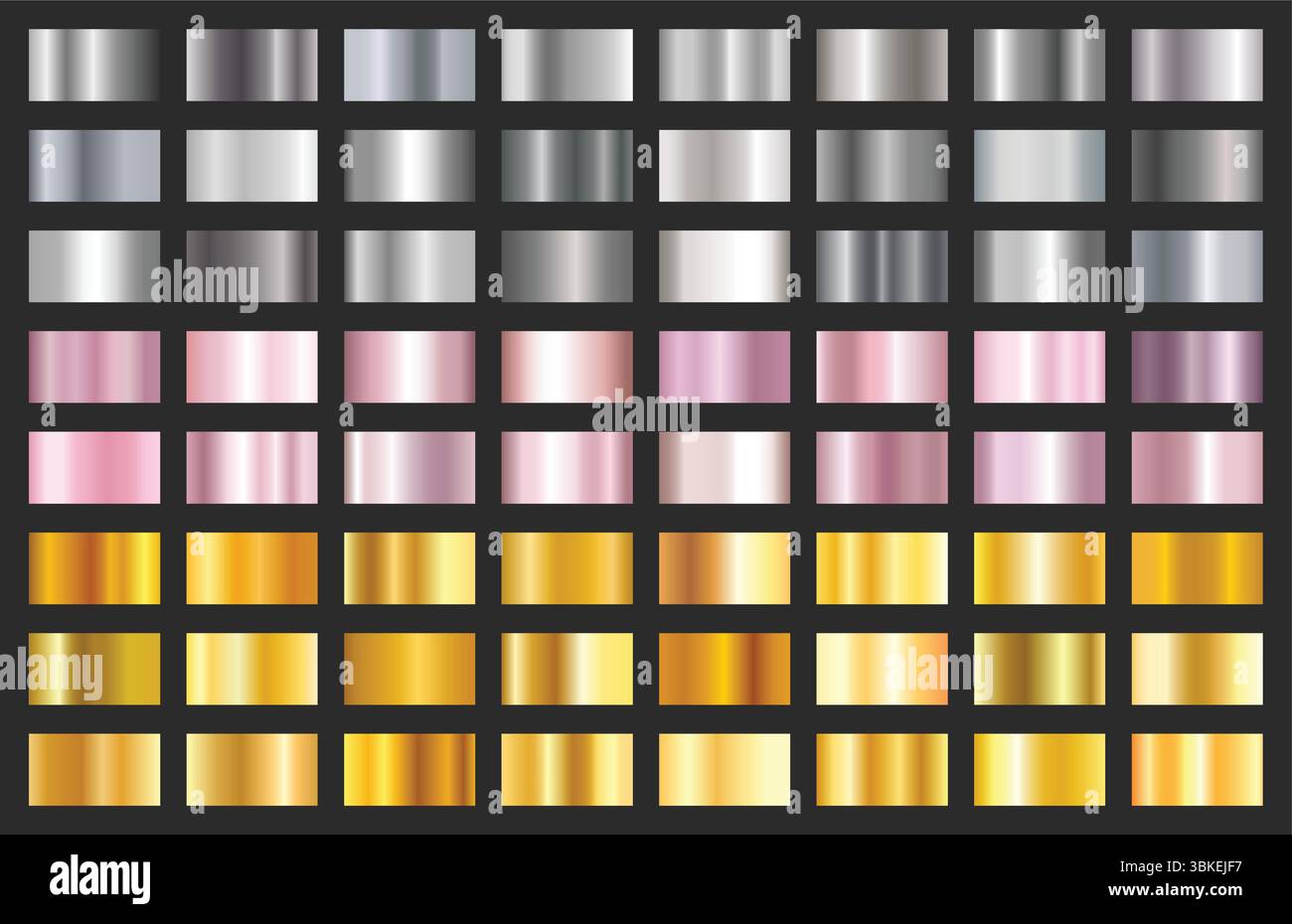 Rose dorée, argent et dégradés dorés. Dégradé métallique brillant, cadre en métal chromé. Texture de feuille métallique pour bannière brillante et étiquette haut de gamme. Vecteur Illustration de Vecteur