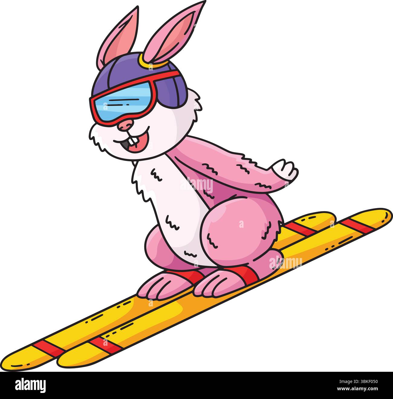 Saut à ski lapin coloré Cartoon Clipart Cartoon Illustration de Vecteur