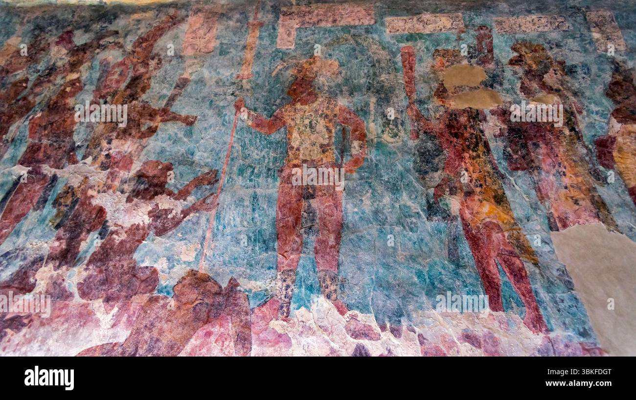 Visite du site archéologique de Bonampak, Lacandona Jungle, Chiapas, Mexique Banque D'Images