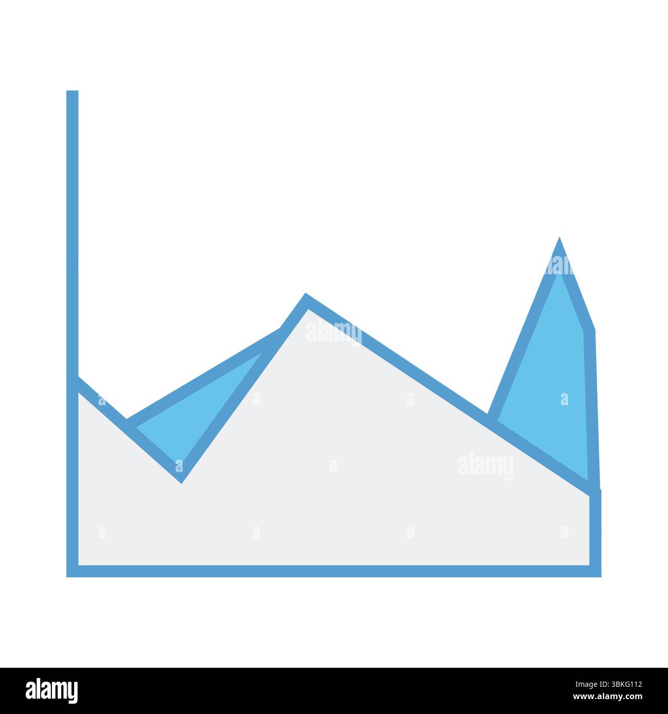 Graphique en zones bleues sur fond blanc Banque D'Images