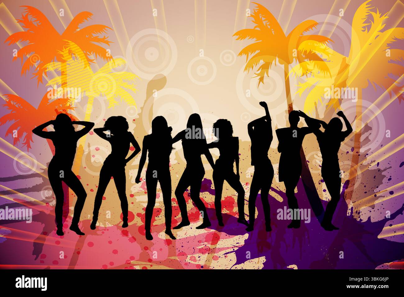 Vie nocturne généré numériquement les gens danser avec l'arrière-plan Banque D'Images