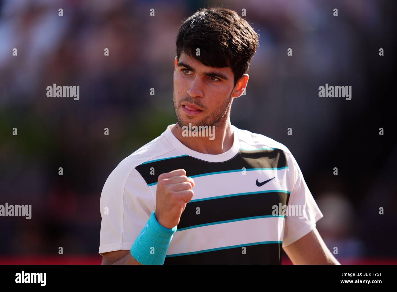Carlos Alcaraz célèbre le treizième jour des Championnats HSBC au Queen's Club de Londres. Date de la photo : samedi 21 juin 2025. Banque D'Images
