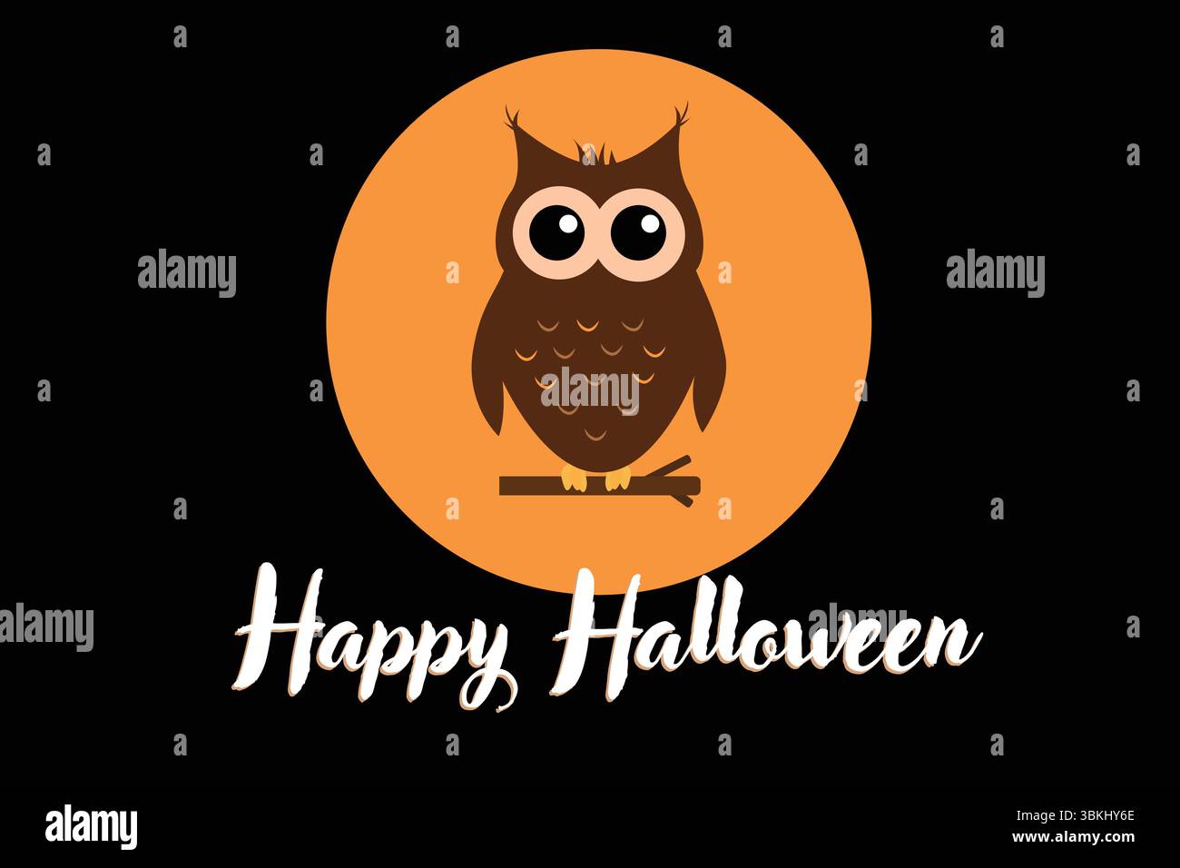 Motif Halloween effrayant avec un hibou aux yeux larges sur une lune orange et un texte festif Halloween. Illustration vectorielle Illustration de Vecteur Motif Halloween effrayant avec un hibou aux yeux larges sur une lune orange et un texte festif Halloween. Illustration vectorielle Illustration de Vecteur