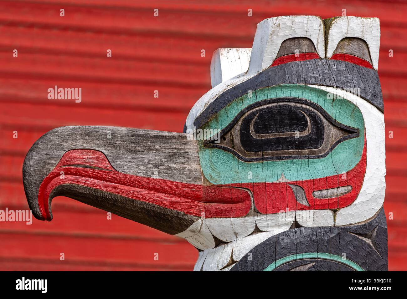 Totem Pole, Hoonah, île de Chichagof, Alaska, États-Unis Banque D'Images