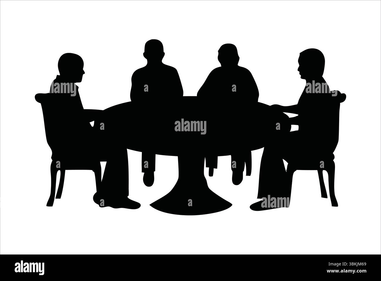 Silhouettes de réunion d'affaires - personnes discutant à table Vector Illustration de Vecteur
