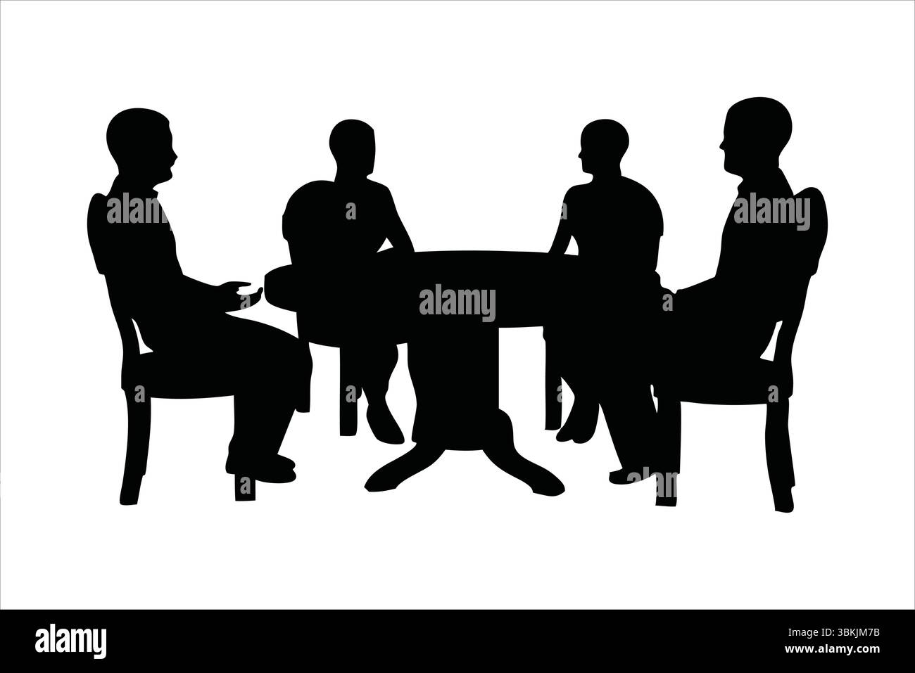 Silhouettes de réunion d'affaires - personnes discutant à table Vector Illustration de Vecteur