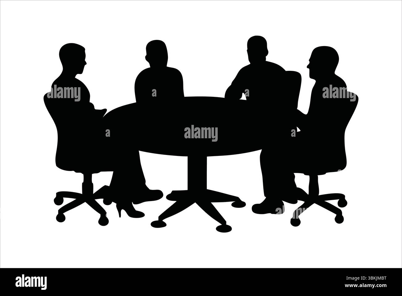 Silhouettes de réunion d'affaires - personnes discutant à table Vector Illustration de Vecteur