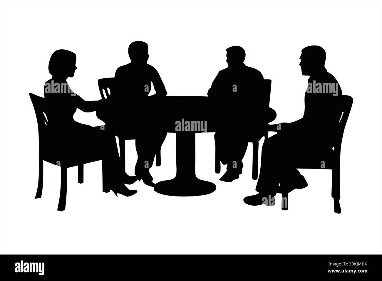 Silhouettes de réunion d'affaires - personnes discutant à table Vector Illustration de Vecteur