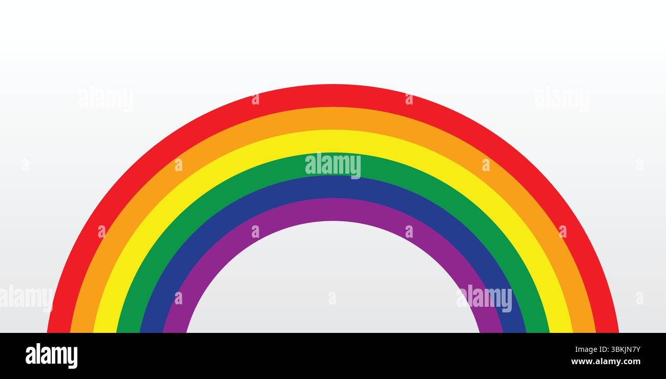 Drapeau arc-en-ciel courbe sur fond blanc, célébration du mois de fierté, lignes d'absract Illustration de Vecteur