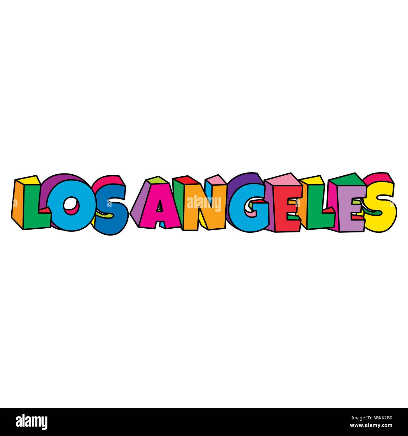 Illustration vectorielle de conception de logo de texte coloré de Los Angeles Illustration de Vecteur