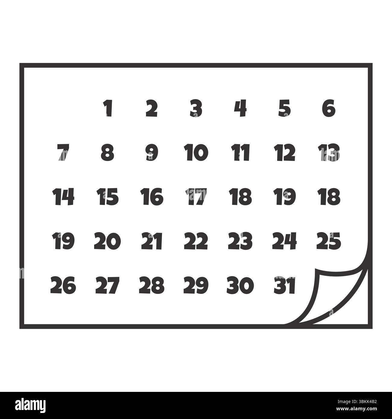 illustration vectorielle de calendrier avec coin plié. icône plate d'une feuille de calendrier. Illustration de Vecteur