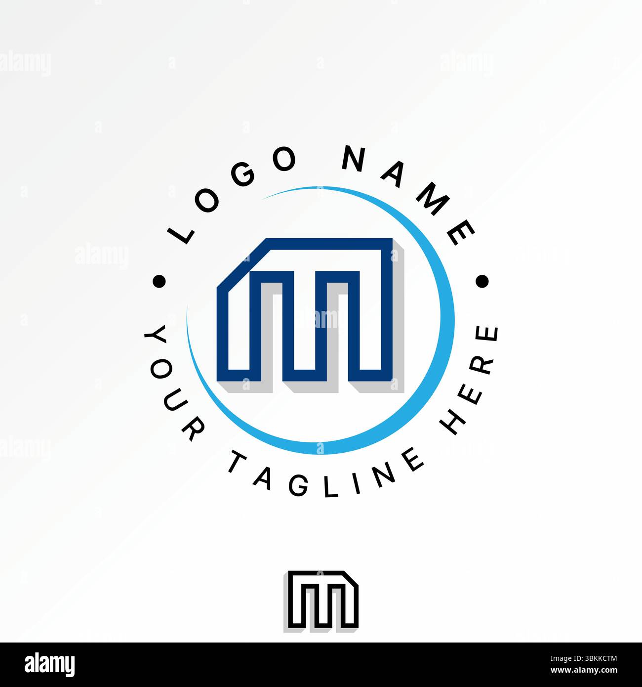 Conception de logo concept graphique créatif premium vecteur image stock haut de gamme vendre initial M font Line Shadow Circle swoosh à la société de conseil en monogramme APP Tech Illustration de Vecteur