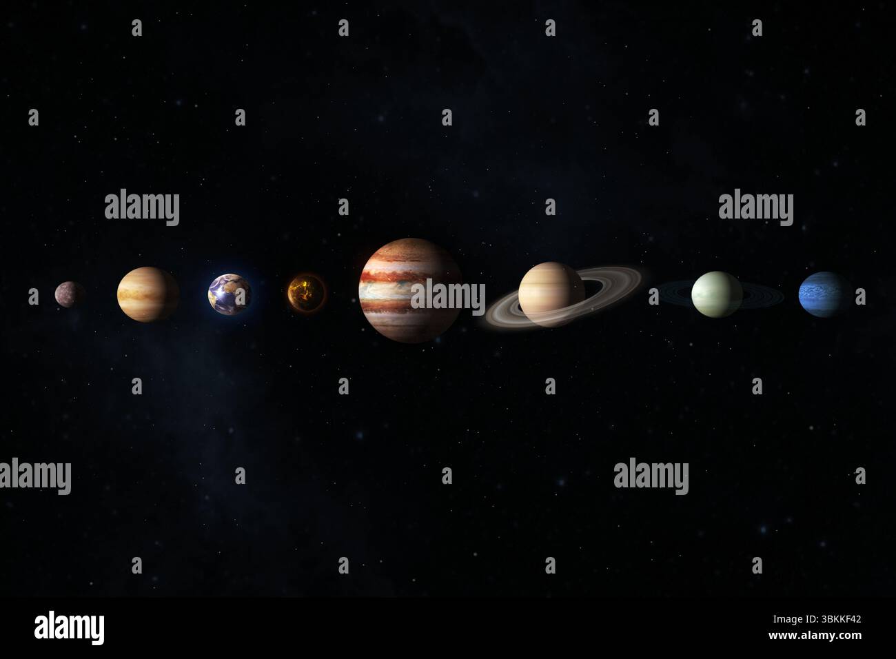 Image générée numériquement du système solaire Banque D'Images