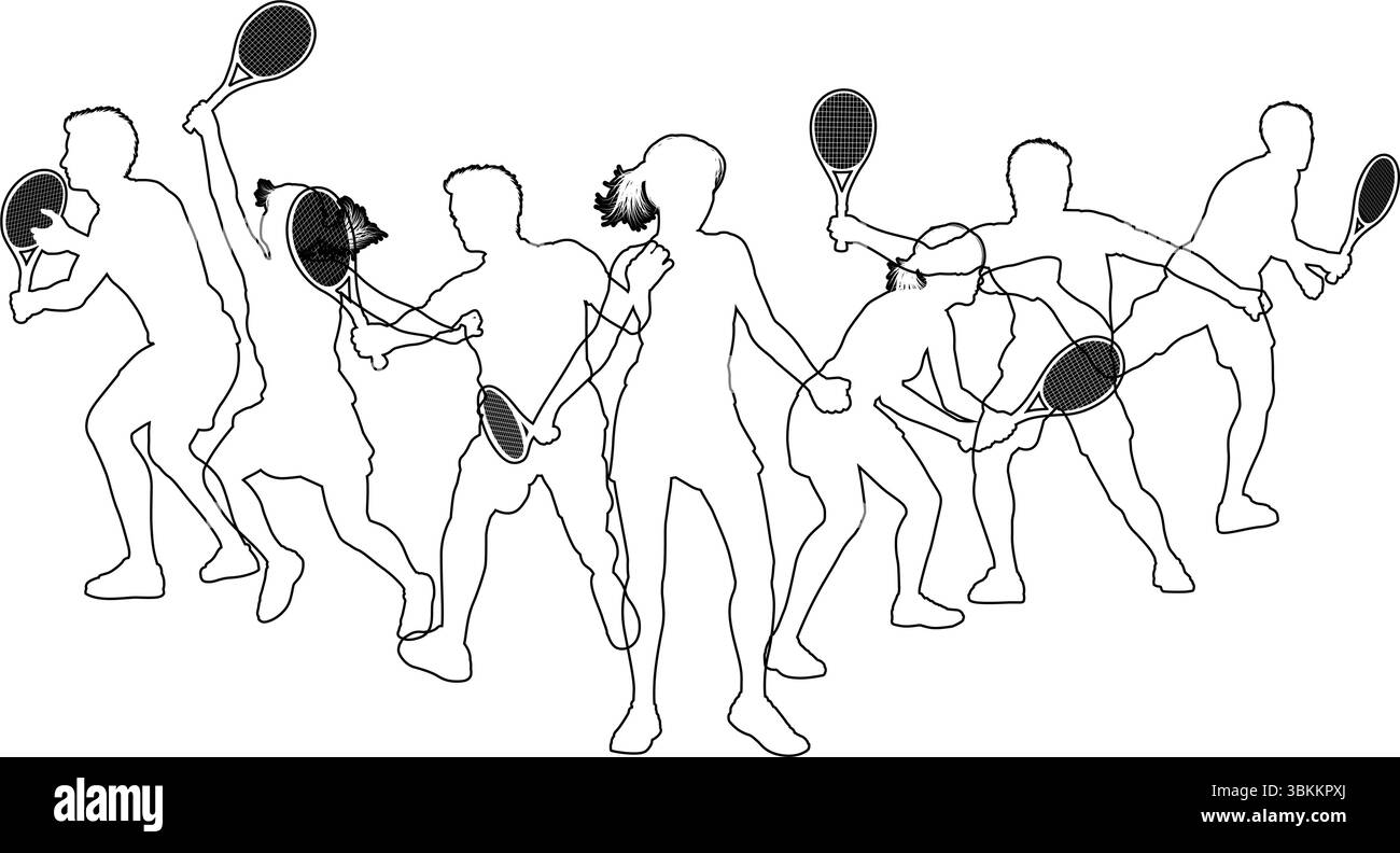 Silhouette tennis Players concept silhouettes Illustration de Vecteur
