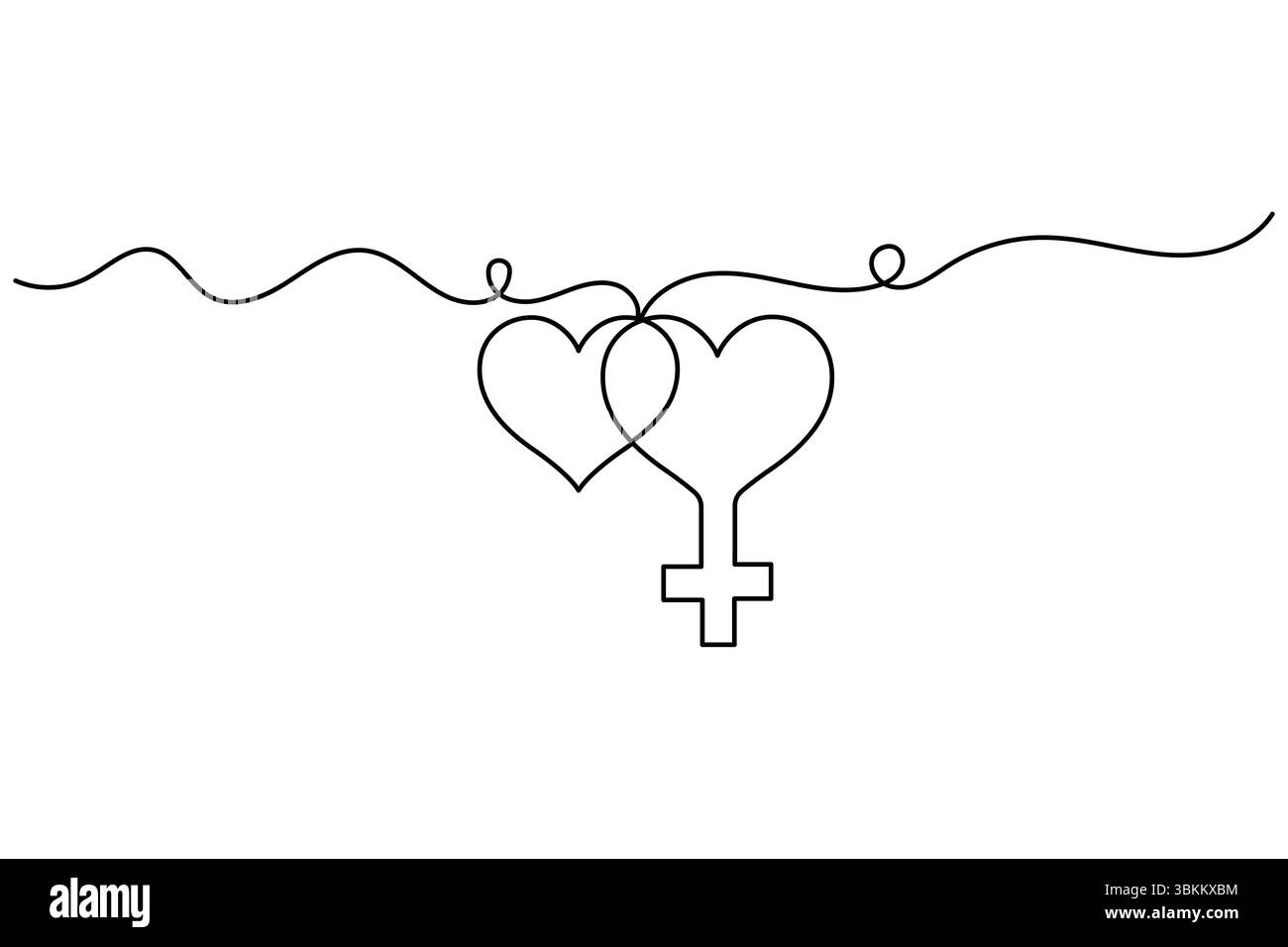 Symbole de genre féminin continu d'une ligne illustration vectorielle simple. Illustration de Vecteur