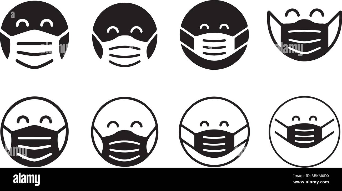 Icônes Emoji du masque chirurgical Illustration de Vecteur