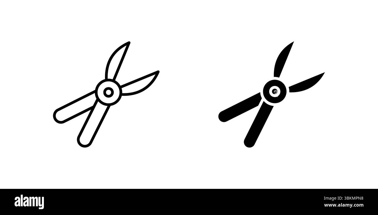 Jeu d'icônes de cisailles d'élagage spécialisées pour le jardinage, l'aménagement paysager et l'entretien des plantes. Idéal pour l'horticulture et les thèmes de plein air. Illustration de Vecteur