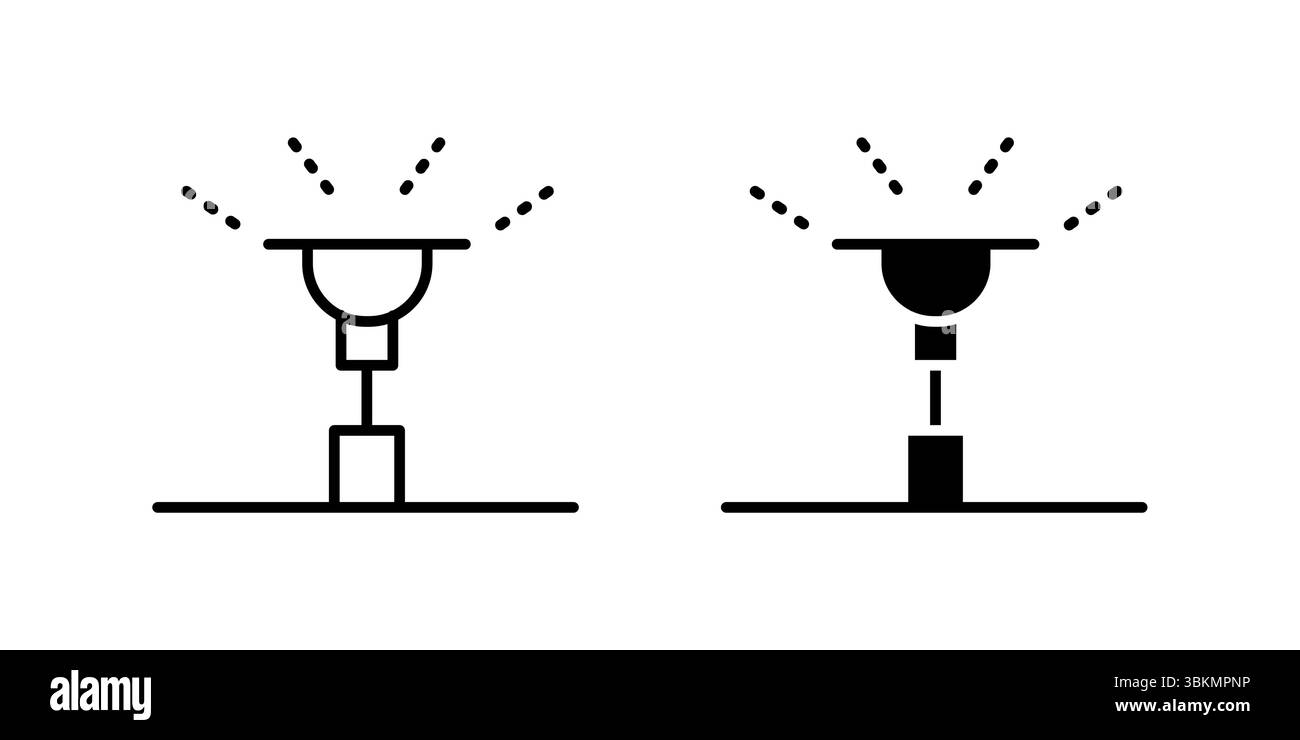 Ensemble moderne d'icônes d'irrigation par arrosage pour le jardinage, l'agriculture et la gestion de l'eau. Parfait pour les aménagements paysagers et extérieurs. Illustration de Vecteur
