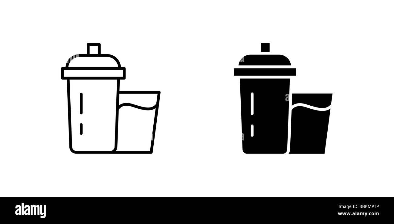 Jeu d'icônes énergiques Protein Shake pour la remise en forme, la nutrition et la récupération d'entraînement. Parfait pour le sport, la santé et les marques de compléments alimentaires. Illustration de Vecteur