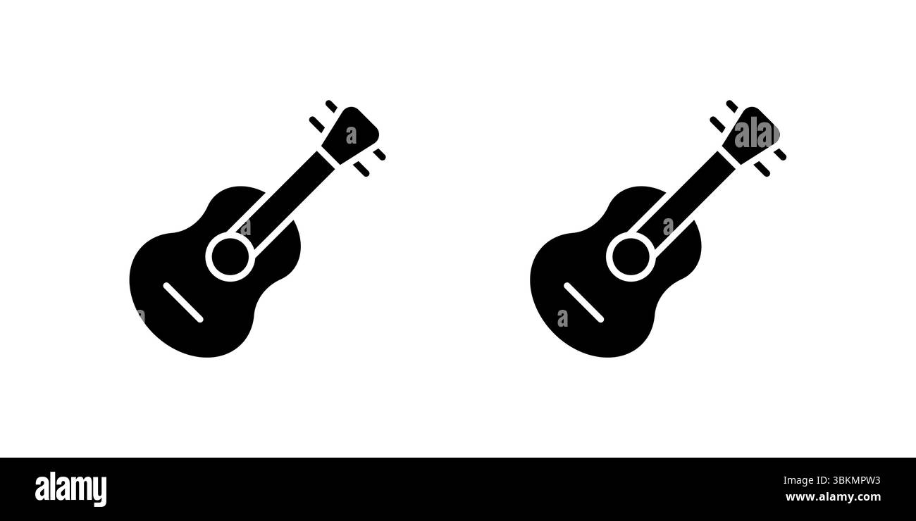 Jeu d'icônes d'instrument de musique de guitare classique, représentant des guitares acoustiques et électriques. Parfait pour le divertissement, les groupes et les arts créatifs Illustration de Vecteur