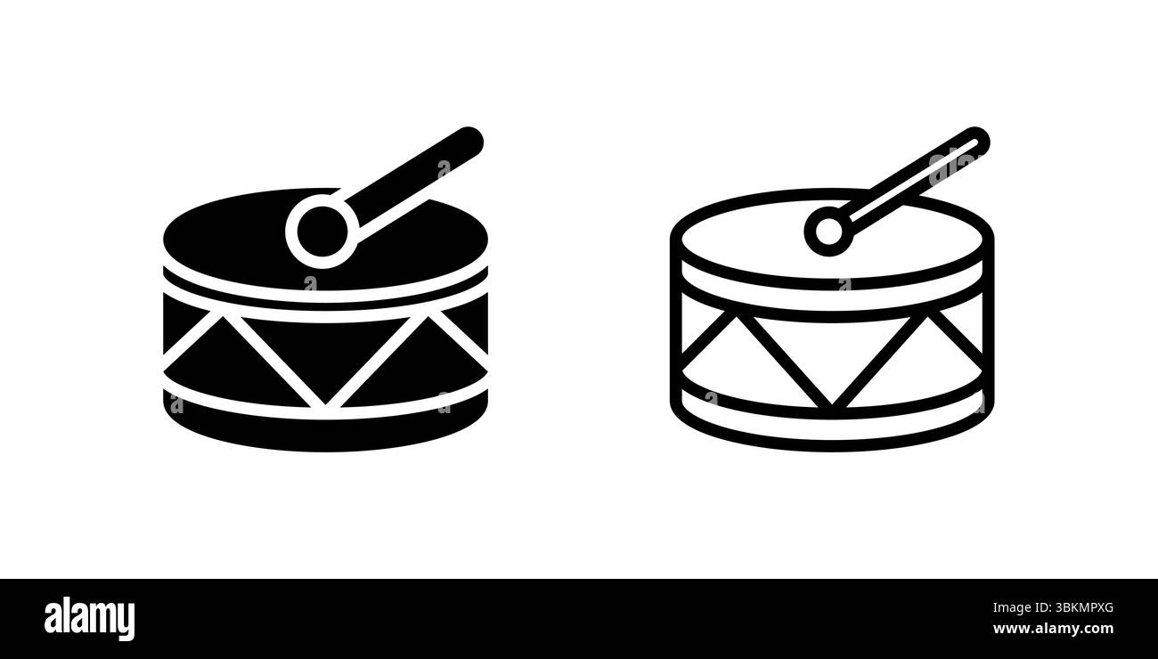 Icône classique de batterie de marche pour musique, percussions et instruments de musique. Parfait pour le divertissement, l'éducation et les thèmes scolaires. Illustration de Vecteur
