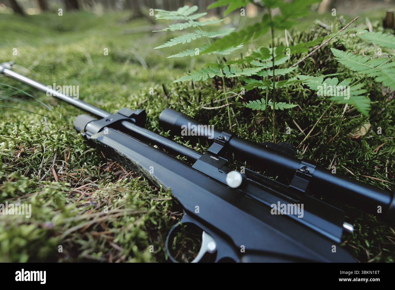 Pistolet déclencheur cible gros plan sport tireur sportif tireur hobby défense arme à feu munitions protection balles chasse fusil à air silencieux Banque D'Images